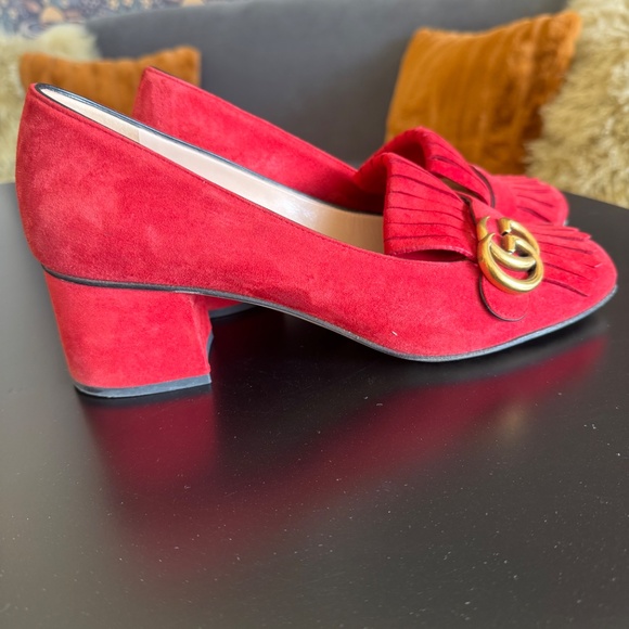 COPY - Authentic Gucci Marmont / Double G suede mid heel pumps size 40.5 - Picture 6 of 8